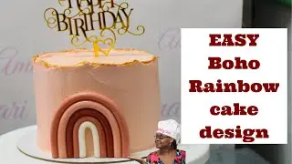EASIEST Boho Rainbow Cake Tutorial you'll watch  (how to frost a cake with buttercream)