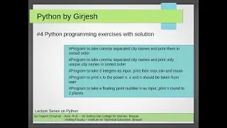 Q.16 to Q.20 Python - Solved Practice Exercises - related to few built-in functions in Python
