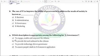 Introduction to E-Governance II Unit-01 II MCQ II 6th Semester CSE