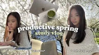 Productive spring days in my life 🎧🫧 solo picnic, library day w friends, aesthetic scenery