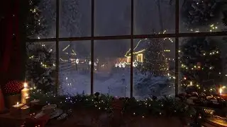 The Gentle Sound Of Snow Falling In A Forest | With Soft Crackling Fire In The Background | 4K