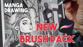 Manga Inker Procreate Brush Pack: Drawing a Dystopian Tokyo - Time-Lapse Illustration