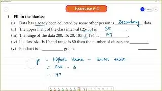 Class 8 TN Maths  6. STATISTICS   Exercise 6.1     1. Fill in the blanks:(i) Data has already been