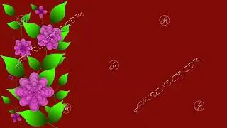 Animation Banner Design with Copy Space. Blossoming Pink Flowers and Green Leaves on Red Background.