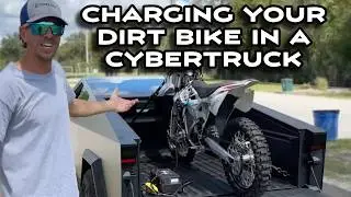 Charging the Alta Redshift MXR while driving the Cybertruck. EV to EV.