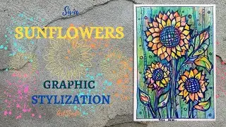 Sunflowers. Graphic stylization of colors.