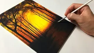 Autumn Lights Forest | Acrylic Painting Tutorial for Beginners