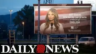 Melania Trump threatens lawsuit over school's billboard mocking her English