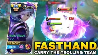 LING FASTHAND DESTROYS ENEMY - CARRY TROLLING TEAM - LING Gameplay Mobile Legends