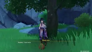 Xiao talking to a sunsettia