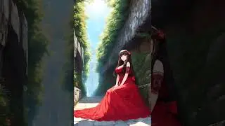 Девушка гуляет в старом замке.
