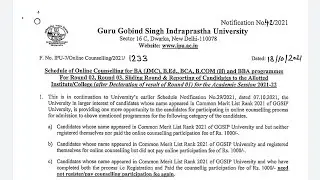 IPU CET 2021: Schedule of Online Counselling for BA(JMC),B.Ed.,BCA,B.COM.(H Courses Round 1,2 and 3