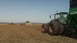Harvest on the 16x Map. 8x Combines FENDT IDEAL 10 - Film Video FS19
