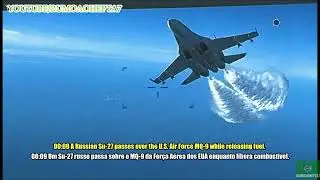 U.S. European Command releases footage of Russian  Su-27 aircraft forcing down drone