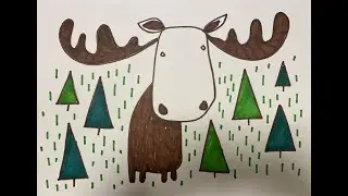 Рисование для самых маленьких . Как нарисовать Лося в лесу