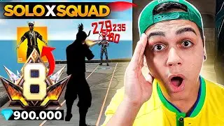 ATINGI O MÁXIMO DO NOVO PRIME E TESTEI TUDO SOLO VS SQUAD NA RANQUEADA!! FREE FIRE MOBILE