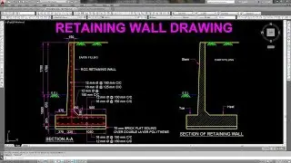 Retaining wall structural drawing in AutoCAD