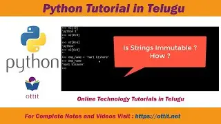 strings immutable , id values for strings - Python | Python Tutorial for Beginners in telugu Part 12