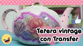 Tetera Vintage craquelada y con transfer