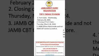 JAMB Direct Entry - Top 5 Things to know 