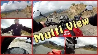 GoPro, Six camera views simultaneosly, Honda nc700x, mountain road Arguineguin to Mogan.