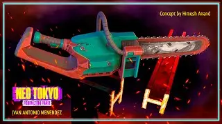 Turntable ChainShaw Finalizado para ArtStation Challenge: Neo Tokyo