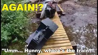 Part 3.4 - Building a Backyard Railroad - Trestle progress + Train Mouse strikes again!