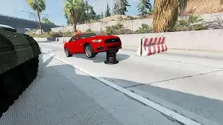 Cars vs Bollard BeamNG.Drive