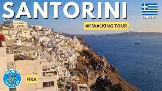 Fira, Santorini: 4K Walking Tour | Discover the Heart of the Greek Island