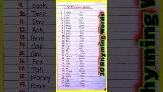 30 Rhyming words in English l Rhyming words for kids l 25 Rhyming words in English