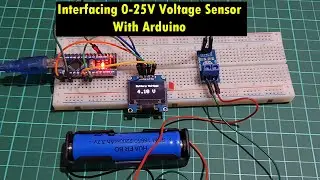 Interfacing 0-25V DC Voltage Sensor with Arduino & 0.96