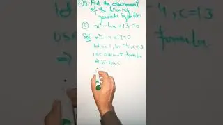 Find the discriminant of the following quadratic equation || find discriminant || 10th class maths