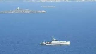 Italian Guardia di Finanza P.04 Osum under FRONTEX patrolling Chios Strait in east Aegean Sea.