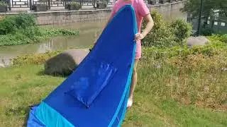 Τέντα Παραλίας Pop-Up Μπλε Με Παράθυρα 200x120x130