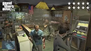 GTA 5 - Franklin, Lamar, Michael, Trevor, Chef and Wade's TEN STAR COP BATTLE/ESCAPE
