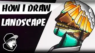 HOW I DRAW LANDSCAPE | Traditional TATTOO Design