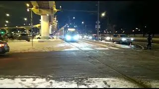 Трамвай Витязь в Москве возле ВДНХ 02.01.2022