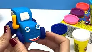 Лепим Синий Трактор из пластилина Плей До  Синий Трактор Гоша   tractor in Plasticine Play doh