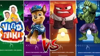 🟡Vlad and Niki 🟣PAW PAW PATROL🔴INSIDE OUT🟢HULK | Tiles Hop