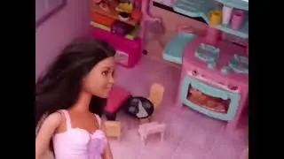 doing the unboxing video in a Barbie video