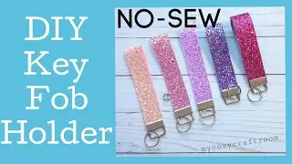 DIY Easy Wristlet Key Fob Holder // Chunky Glitter // #fauxleather #nosew #glittercanvas