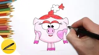 How to Draw Smeshariki Nyusha step by step - Learn to draw Smeshariki