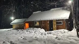 3 SNOWY DAYS IN AN OFF-GRID LOG CABIN! BUILDING AN A-FRAME
