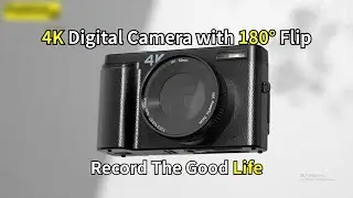 48MP 4K Digitalkamera Kompaktkamera Fotokamera mit 180° Klappbildschirm und Blitz