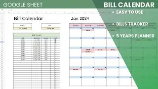 Bill Calendar Google Sheet Template vol.1 | Track Your Budget Monthly Dashboard - Tutorial