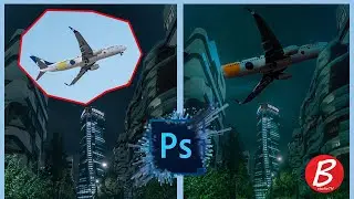สอนการซ้อนภาพเครื่องบินสลับกับตัวตึก I Photoshop Manipulation Tutorial 2021
