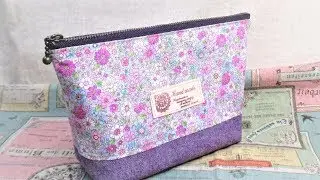 簡単ポーチ 作り方 マチ付き 裏地付き How to make a lined zipper pouch. 20ｃｍ ファスナーの端をスッキリ付ける