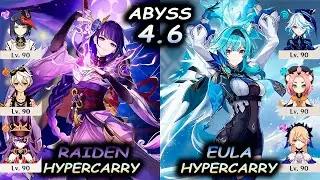 C3 Raiden Hypercarry & C0 Eula Hypercarry | Spiral Abyss 4.6 | Genshin Impact | 4K