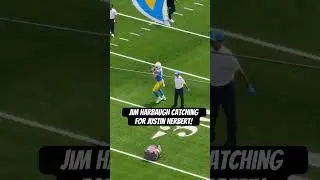 Jim Harbaugh catching for Justin Herbert! #chargers #nfl #nflfootball #justinherbert #jimharbaugh