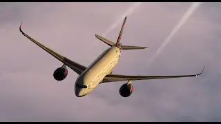 В ночной Гонконг. Airbus A350.